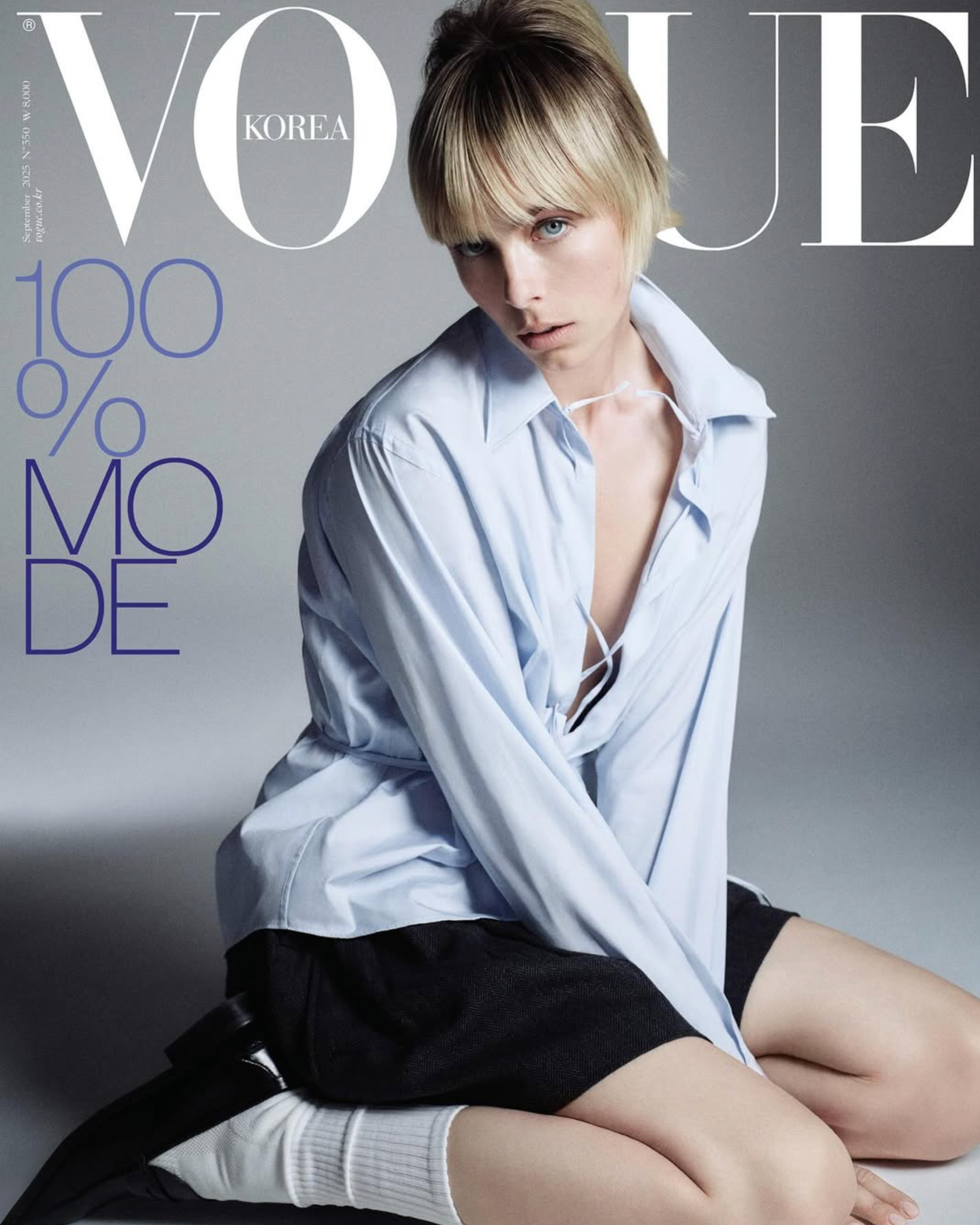 Edie Campbell Wears Prada on 3 Vogue Korea September 2025 Covers
